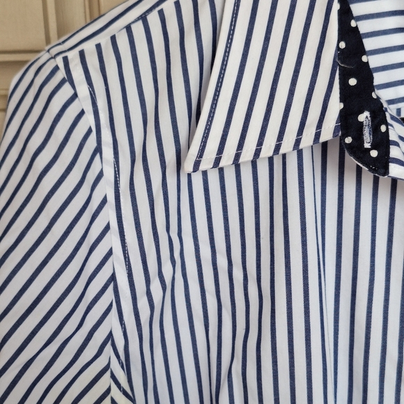 Chaps Buttondown SzL Blu/Wht Contrast Collar/Cuff EZ Care Cotton Blend Blu/Wht - Picture 6 of 10